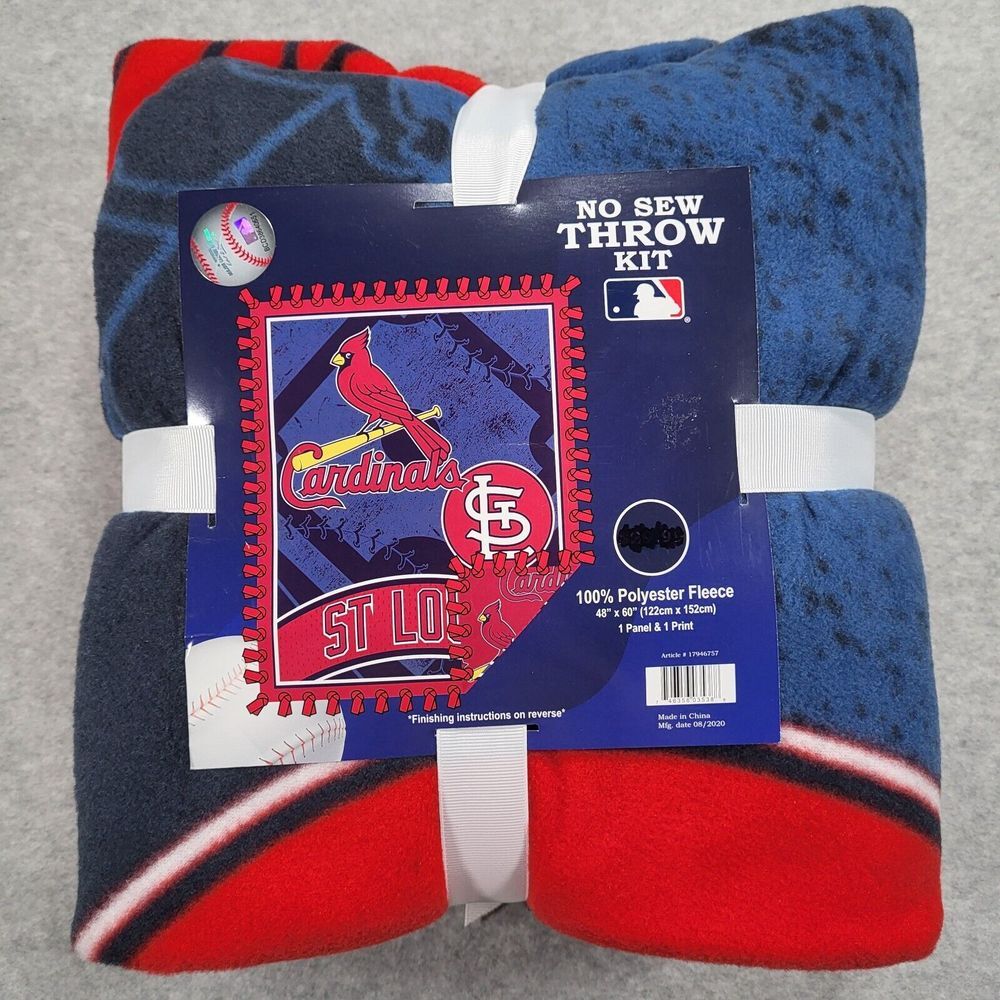 St. Louis Cardinals No Sew Throw Kit 100% Polyester Fleece Blanket 48"x60"